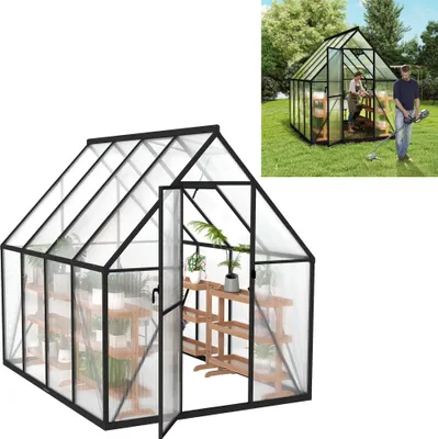 Image de XMTECH serre aluminium 4,14² 230×180×195 cm cm y compris fenêtre de toit serre serre abri de jardin primeur maison de plantes culture