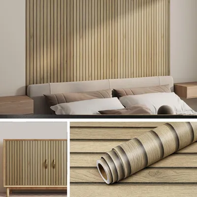 Obrázek produktu pro Hnědá dřevěná tapeta 45 × 500 cm, 3D vzhled, omyvatelná, na stěny, stropy a nábytek.