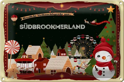 Produktbild von Blechschild Weihnachten Grüße aus SÜDBROOKMERLAND 40x30cm