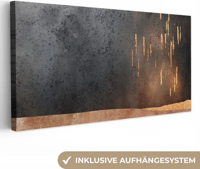 Produktbild von MuchoWow® - Leinwandbilder - Abstrakt - Gold - Design, Wandbild, Wanddeko Bilder Wohnzimmer, 80x40 cm