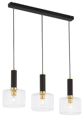 Obrázek produktu pro Závěsné svítidlo VANES, černé, průhledné a zlaté, 3xE27x40W, kov, rozměry: 80x77x20 cm, IP20, Jupiter