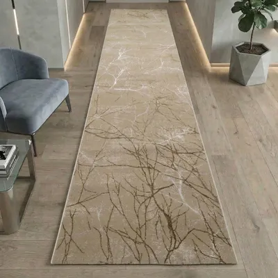 Produktbild von Designer Teppich Ästemuster in beige Größe - 80 x 300 cm