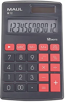 Produktbild von MAUL Taschenrechner M 12 LCD-Anzeige 1-zeilig, 12 Ziffern Solar Batterie 11.5 x 6.9 x 1 cm schwarz