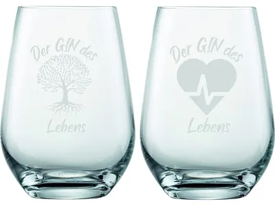 Produktbild von Schott Zwiesel 2er Set Ginglas 548ml mit Gravur 2x Gin des Lebens – lustige Geschenkidee für Ginliebhaber (Set 4)