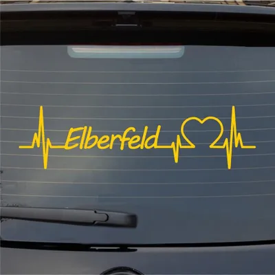 Produktbild von Heckscheibenaufkleber Elberfeld Herzschlag Puls Stadt Liebe 55x15 cm Gelb Auto Aufkleber Sticker