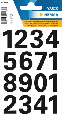 Produktbild von Herma Numbers 25mm 0-9 weatherproof film black 1 sheet