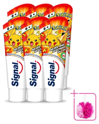 Image de 6 tubes de dentifrice pour enfants Signal – Goût mentholé doux – 75 ml – Pack économique – 6 pièces