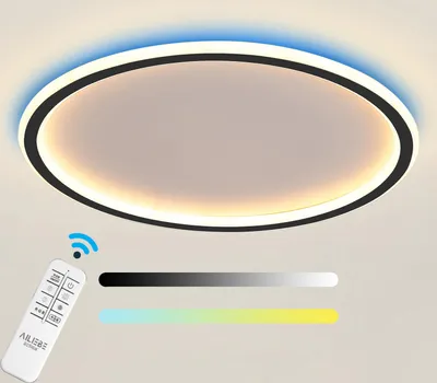 Produktbild von Ailiebe Design LED Deckenleuchte, RGB-Ambiente, Farbwechsel, Hintergrundbeleuchtung, Dimmbar mit Fernbedienung, Deckenlampe ultraflach, Wohnzimmer Schlafzimmer Küche, 40cm 42w 3800lm 3000-6000K, mit Memory Funktion