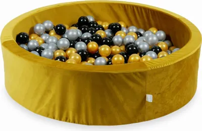 Produktbild von Bällebad 110x30 Samt Gold – Mit 400 Bällen / Silber, Gold, Schwarz