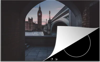Produktbild von KitchenYeah© Herdabdeckplatte London - England - Big Ben , 77x51cm, Küche Deko, Glaskeramikkochfeld Herdabdeckung, Abdeckplatte fùr Kochfeld