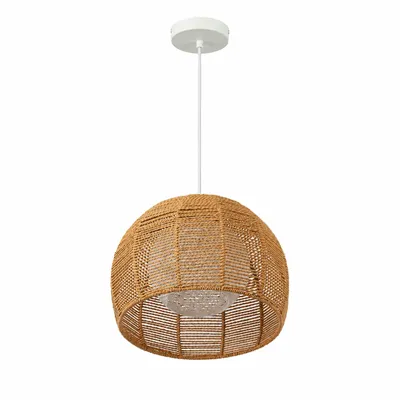 Image de Suspension NÁVIA, douille E27, lampe en fibres de papier à deux couches, diamètre 32 cm, style bohème et scandinave, Image générée par une IA