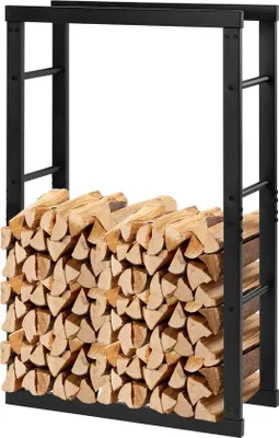 Produktbild von Famanu Holzregal für Brennholz - Schwarz - Metall - Für Innen und Außen