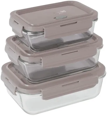 Produktbild von BerlingerHaus Glas Frischhaltedosen Taupe - 3-teilig - 570 ml, 840 ml & 1,18 Liter