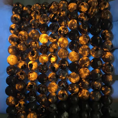 Yooperlite Steinperlen 10 mm, 70 Stück, für DIY Schmuck