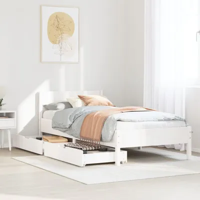 Produktbild von Massivholzbett ohne Matratze Weiß 75x190 cm Kiefernholz, Klassische Betten 2024 Neu DesignMöbel