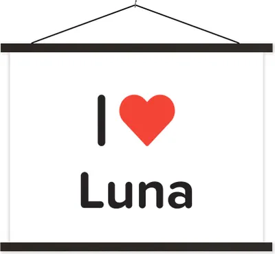 Produktbild von MuchoWow® Textilposter Ich liebe - Luna - Mädchen 120x90 cm mit schwarzem Rahmen - Aufhänger für Poster