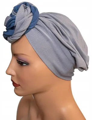 Image de Turban Eva Design Sejla Gris Sans Motif Bambou Chimiothérapie