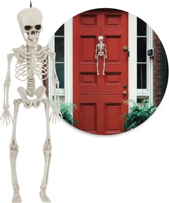 Produktbild von com-four® 40cm Deko Skelett für Halloween - Skelett aus Kunststoff zum Hängen - Skelett mit Grusel-Faktor für Halloween, Fasching, Mottopartys
