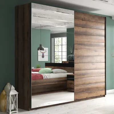 Produktbild von Kleiderschrank mit Schwebetüren BIRMINGHAM-83 in Eiche Monastery Nb., B/H/T: ca. 221/210/61 cm