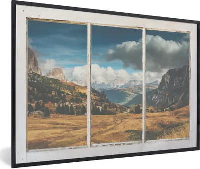 Produktbild von MuchoWow® MuchoWow® Gerahmtes Poster Aussicht - Landschaft - Hügel 90x60 cm - Poster mit zchwarzem Bilderrahmen - Fotorahmen - Foto-Plakat