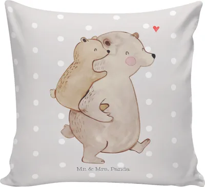 Produktbild von Mr. & Mrs. Panda kuschelkissen 40x40 Papa Bär - Grau Pastell - Geschenk, Deko Kissen, Vatertag, Geburtstag, Opa, 40 x 40, zier, Zierkissen, Kuschel