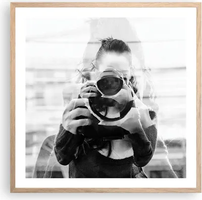 Produktbild von Gerahmtes Poster - Rahmen in heller Eiche - Fotograf Schwarzweiß Doppel - 60x60 cm - Wand Bild - Wanddeko - Wandbilder - Kunstposter - Wandposter - Bilderrahmen - Bilder - Kunstdruck - P2NAC60x60-4586
