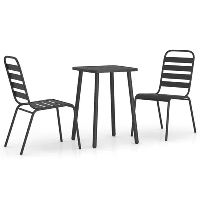 Produktbild von vidaXL 3-tlg. Garten-Essgruppe Anthrazit Stahl