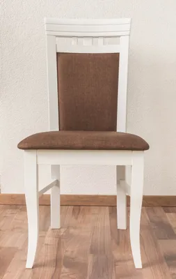 Produktbild von Gepolsterter Holzstuhl aus massiver Buche, weiß, B48xT48xH98 cm, Sitzhöhe 45 cm