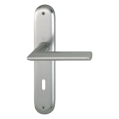 Produktbild von Hoppe Stockholm Langschildgarnitur Aluminium F9 stahlfarbend 1140/273P, OB Ovalbart