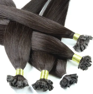 Produktbild von hair2heart Bonding Extensions Echthaar glatt 5/0 Mittelbraun - 25 Strähnen 0.5g 60cm, Echthaar Extensions für langanhaltende Haarverlängerung
