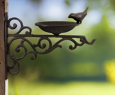 Produktbild von Vogeltränke Wandmontage Vögelchen Futterschale Vogelbad Gusseisen Antik-Stil