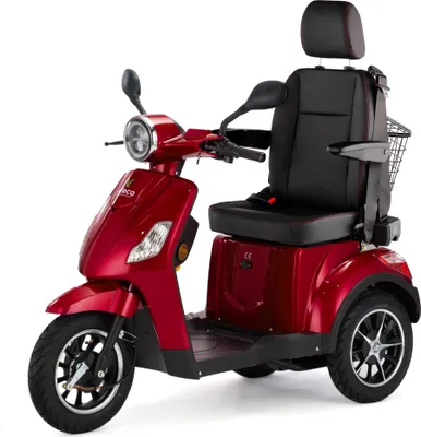 Produktbild von Veleco Draco Elektromobil - Kapitänssitz mit hoher Rückenlehne - 800W - Alarm - Fernbedienung - Seniorenmobil - 3-Rad Mobilitätsroller (Rot)