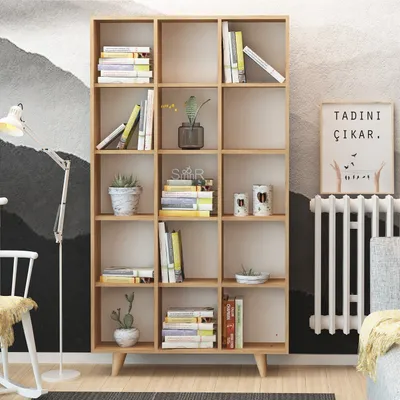 Image de Skye Decor, Zipa, étagères à livres, chêne, panneau de particules mélaminé, 100 x 184 x 25 cm