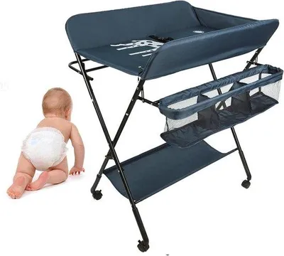 Obrázek produktu pro Dětská toaletní stolek s přebalovacím pultem - Péče o miminko - Skládací a výškově nastavitelný - 80 x 66 x 98 cm
