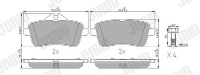 Produktbild von JURID Bremsbeläge Satz Hinten passend für MERCEDES-BENZ M-Klasse (W166) 573466J