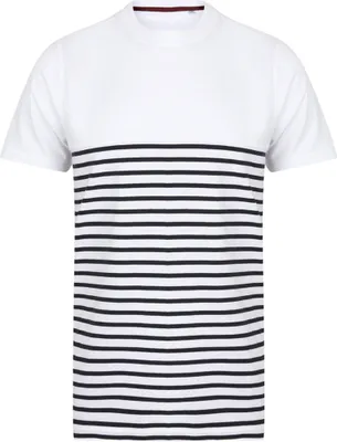 Produktbild von Front Row Uni Breton T-Shirt mit Streifen PC3515 (S) (Weiß/Marineblau)