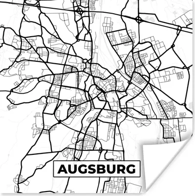 Produktbild von MuchoWow® Poster Karte - Augsburg - Stadtplan - Karte 75x75 cm - Wand Dekoration