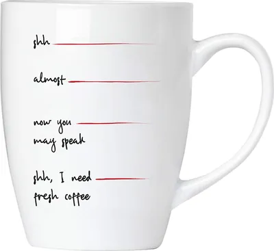 Produktbild von BRUBAKER - Shh, I Need Fresh Coffee - Kaffeetasse aus Keramik - 300 ml - Kaffeebecher