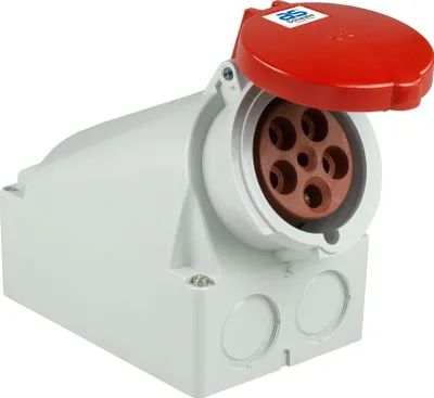 Produktbild von as-Schwabe CEE-Wanddose ohne Kabel max. 16mm² 400V 63A 5-polig Klappdeckel IP44