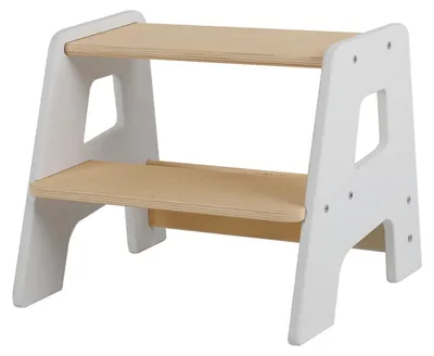Immagine prodotto di Sgabello a gradini Relaxdays per bambini, 2 gradini, 50 kg, a forma di A, antiscivolo, L x P x A: 33 x 40 x 35 cm, scaletta per bambini, bianco/naturale