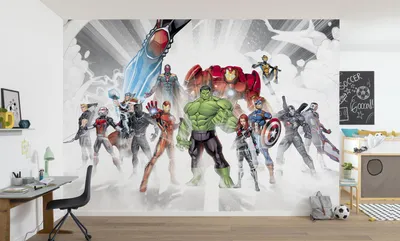 Produktbild von Komar Fototapete - Avengers Unite -  Größe: 368 x 254 cm (Breite x Höhe)