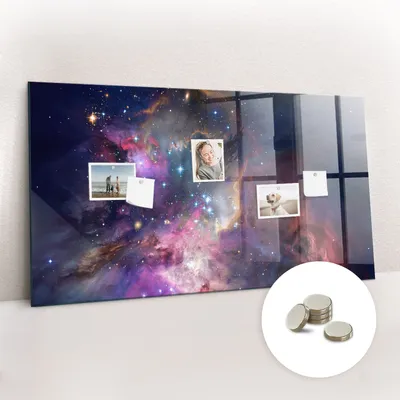 Obrázek produktu pro Magnetická Tabule na Zeď Skleněná - Memo Board Kleněnou Přední Stranou - 5 magnetů v balení - 120x60 cm - Svět galaxie