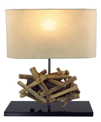 Produktbild von Tischlampe Höhe 42cm Treibholz Tischleuchte Holz Lampe Teakholz Deko Tischdeko