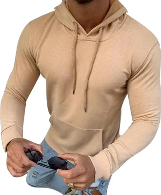 Produktbild von Megaman Kapuzenpullover Herren Hoodie Kapuzensweatshirt Pullover Sweatjacke Pulli Einfarbig Größe M Beige