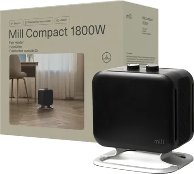 Produktbild von Mill Compact Heizlüfter 1800W mit Aluminiumfuß, schwartz
