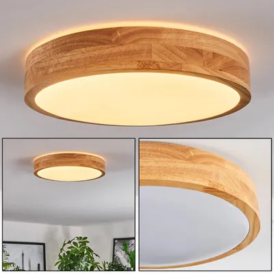 Produktbild von Canino moderne Deckenlampe aus Metall/Bambus/Kunststoff in Weiß/Natur