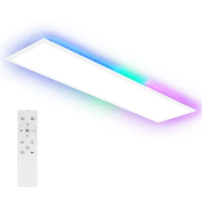 Produktbild von ZMH LED Panel 100x25 Deckenleuchte Dimmbar Deckenpanel Lang Tageslichtlampe RGB Farbwechsel Bürolampe Flach Büro 24W Deckenlampe Küchenlampe für Werkstatt Flur Küche Wohnzimmer Schlafzimmer