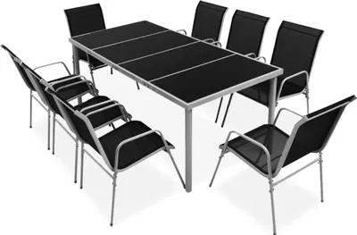 Produktbild von 9-tlg. Garten-Essgruppe Stahl Schwarz