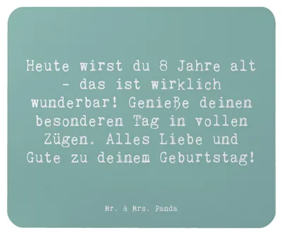 Produktbild von Mr. & Mrs. Panda Mouse Pad Spruch 8. Geburtstag Feier - Meeresbrise - Geschenk, Happy Birthday, feiern, Geburtstagsgeschenk, alles Gute zum, Mauspad, pc mausunterlage