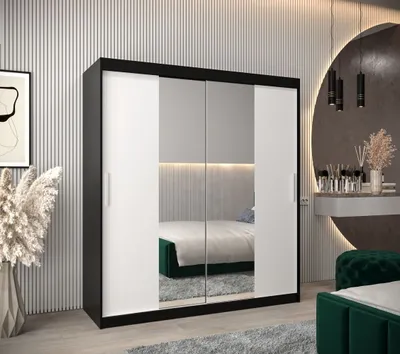 Produktbild von Schwebetürenschrank mit einer Breite von 180 cm TIMEA 1 – Schwarz/Weiß